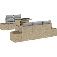 vidaXL Garten-Sofa-Set mit Kissen mit Kissen 6 pcs Beige und Hellgrau