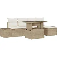 vidaXL Gartensofa-set 6 stk. Beige Poly-Rattan