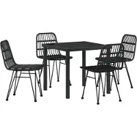 vidaXL Garten Essgruppe 5 pcs Schwarz Pulverbeschichteter Stahl