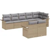 vidaXL Gartensofa-set 8 stk. Beige Poly-Rattan