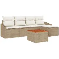 vidaXL Gartensofa-set 6 stk. Beige und Creme Poly-Rattan