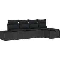 vidaXL Gartensofa-set 5 stk. Schwarz Poly-Rattan