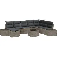 vidaXL Gartensofa-set 9 stk. Grau Poly-Rattan