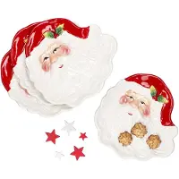 MamboCat 4x Gebäckteller Santa Servierplatte Kuchen Weihnachten Plätzchen Kekse 3D-Optik