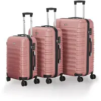 Juskys Hartschalenkoffer Set Rom - 3-teilig - ABS - Rosa