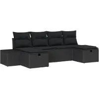 vidaXL Gartensofa-set 6 Stk. Schwarz Poly-Rattan