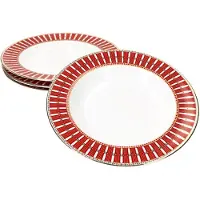 MamboCat 4x Polar Train Suppenteller 160ml Porzellan 4 Personen tiefe Teller rot-gold
