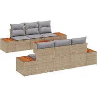 vidaXL Gartensofa-set 7 stk. Beige Poly Rattan