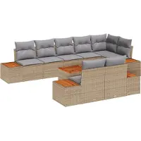vidaXL Gartensofa-set 9 Stk. Beige Poly Rattan