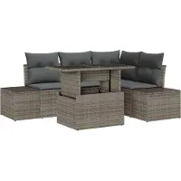 vidaXL Gartensofa-set 5 stk. Grau Poly-Rattan