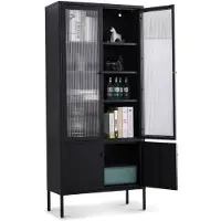 Coemo Vitrine Tokio aus Metall mit Glastüren in Schwarz | Gr.: onesize