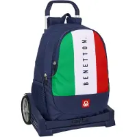 Benetton Schulrucksack mit Rädern Flag Marineblau 32 x 44 x 16 cm