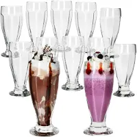 MamboCat 12x LONDON Eisbecher mit Fuß 350ml klar hohe Eiskaffeebecher Shake Cocktails