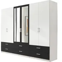 Die Möbelfundgrube Kleiderschrank mit Spiegel - weiß - 272 cm - JANNE