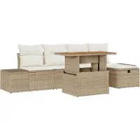 vidaXL Garten-Sofa-Set 6 stk. Beige Poly-Rattan