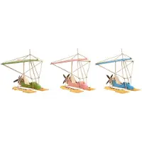 DKD Home Decor Deko-Figur 32,5 x 20,5 x 24 cm Blau Rosa grün Vintage (3 Stücke)