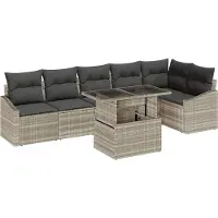 vidaXL Garten-Sofa-Set 7 stk. Hellgrau und Dunkelgrau