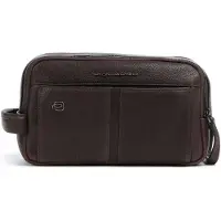 Piquadro Kulturbeutel Hedley Leather Toiletry Bag Dark Brown