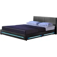 HOME DELUXE - LED Bett ASTEROID - Dunkelgrau, 180 x 200 cm - inkl. Matratze und Lattenrost I Polsterbett Design Bett inkl. Beleuchtung