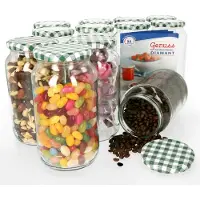 MamboCat 12er Set Rundglas 1062 ml To 82 grün karierter Deckel incl. Diamant Gelierzauber Rezeptheft