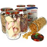 MamboCat 6er Set Rundglas 1062 ml To 82 Obst Dekor Deckel incl. Diamant Gelierzauber Rezeptheft