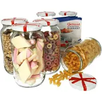 MamboCat 6er Set Rundglas 1062 ml To 82 Schleifendekor Deckel incl. Diamant Gelierzauber Rezeptheft