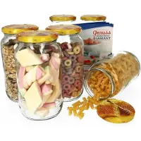 MamboCat 6er Set Rundglas 1062 ml Carino To 82 Deckel mit Honigwabe incl. Diamant Gelierzauber Rezeptheft