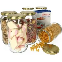 MamboCat 6er Set Rundglas 1062 ml To 82 goldener Deckel incl. Diamant Gelierzauber Rezeptheft