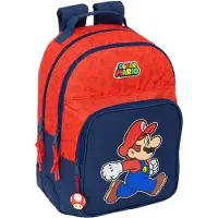Super Mario Nintendo Kinder Rucksack 20L Trick, Rot/Blau