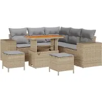 vidaXL Gartensofa-set mit Kissen 8 pcs Beige und Hellgrau Poly-Rattan