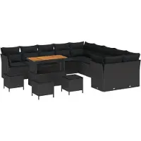 vidaXL Gartensofa-set 14 stk. Schwarz Poly-Rattan