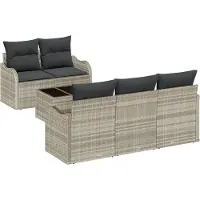 vidaXL Gartensofa-set 6 stk. 5-Sitzanzahl Hellgrau und Dunkelgrau