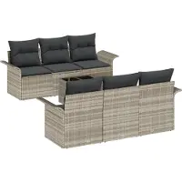 vidaXL Gartensofa-set 7 stk. Hellgrau und Dunkelgrau Poly-Rattan