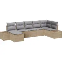 vidaXL Garten-Sofa-Set 7 stk. Beige Poly-Rattan