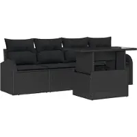 vidaXL Gartensofa-set 5 stk. Schwarz Poly Rattan