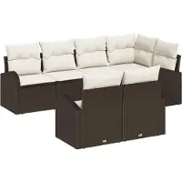 vidaXL Gartensofa-set 7 Stk. Braun und Weiß Poly-Rattan