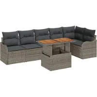 vidaXL Garten-Sofa-Set mit Kissen 7 pcs Grau