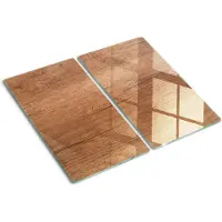 Tulup Herdabdeckplatte SET aus 2 Stück 30x52 cm Schneidebrett aus Glas Schutzplatte Küchenutensilien Abdeckung Holz