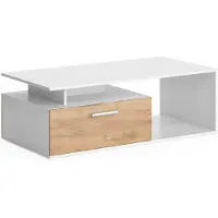 Vicco Couchtisch Roland Weiß/Goldkraft Eiche 118 x 59 cm, Model 55611