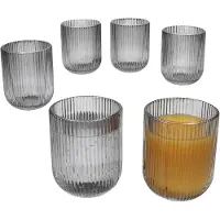 MamboCat Agata 6x Wassergläser grau 250ml Glas Relief Cocktails Saft Limo Dessert-Glas