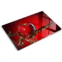Tulup Herdabdeckplatte 80x52 cm Schneidebrett aus Glas Schutzplatte Küchenutensilien Spritzschutz Apfel und Wasser
