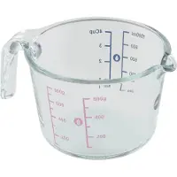 EMSA Messbecher "Prep&Bake", Glas, (1 St.), doppelte Skalierung f. feste & flüssige Zutaten, Ausgießlippe