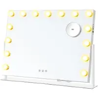 Songmics Schminkspiegel mit Beleuchtung und Ladeanschlüssen mattweiß LWM001W02