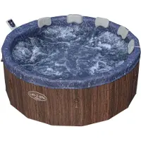 Bestway LAY-Z-SPA Energiespar-Whirlpool mitSchaumstoffpaneelen Toronto AirJet mit App-Steuerung + integrierter UltraFit -Pumpeneinheit, für 7 Personen Ø 190 x 70 cm, Holz-Optik (Palisander)