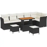 vidaXL Garten-Sofa-Set 9 Stk. 6-Sitzanzahl Schwarz und Creme