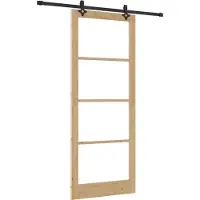 vidaXL Schiebetür ORKDAL Natürlich und Schwarz 93 x 232 cm