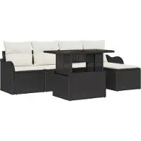 vidaXL Sitzgruppe für den Outdoor 6 Stk. Schwarz Poly Rattan