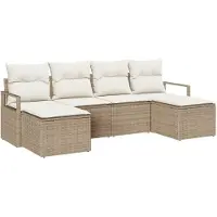 vidaXL Sofa Set 6 stk. Beige [Synthetisch]: Poly Rattan