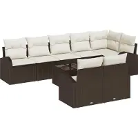 vidaXL Gartensofa-set 9 stk. Braun und Weiß Poly-Rattan