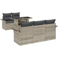 vidaXL Gartensofa-set 6 stk. Hellgrau [Synthetisch]: Poly Rattan